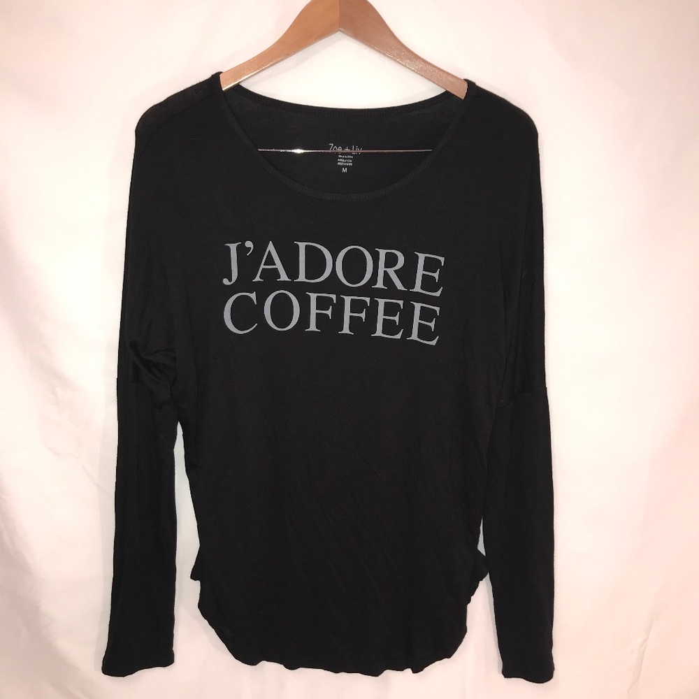 Zoe & Liz Graphic Tee - J'adore Coffee - Size M